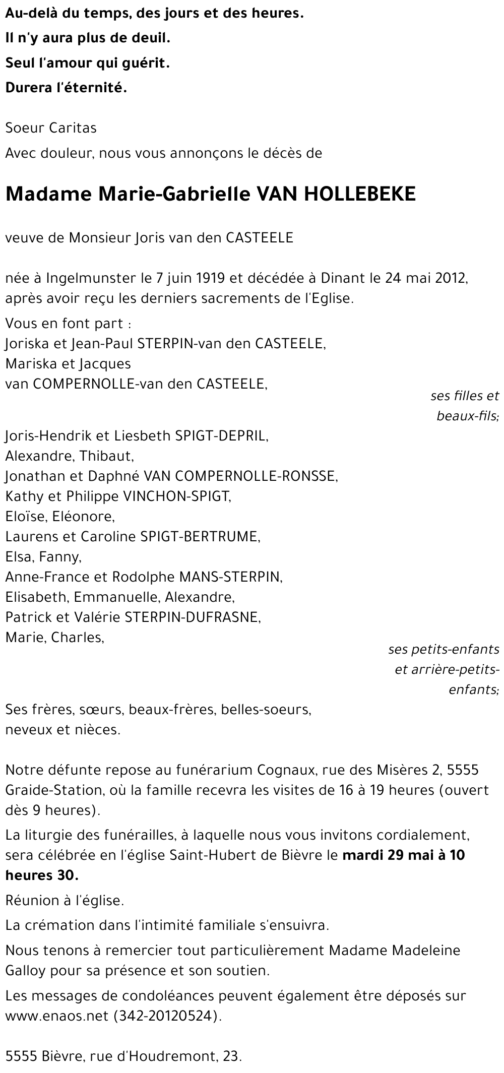 Marie-Gabrielle VAN HOLLEBEKE