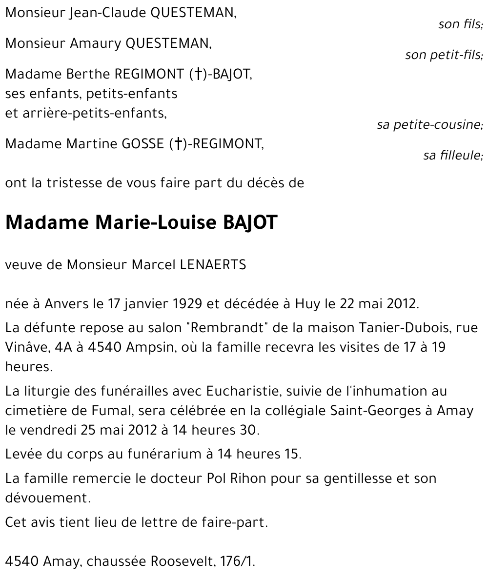 Marie-Louise BAJOT