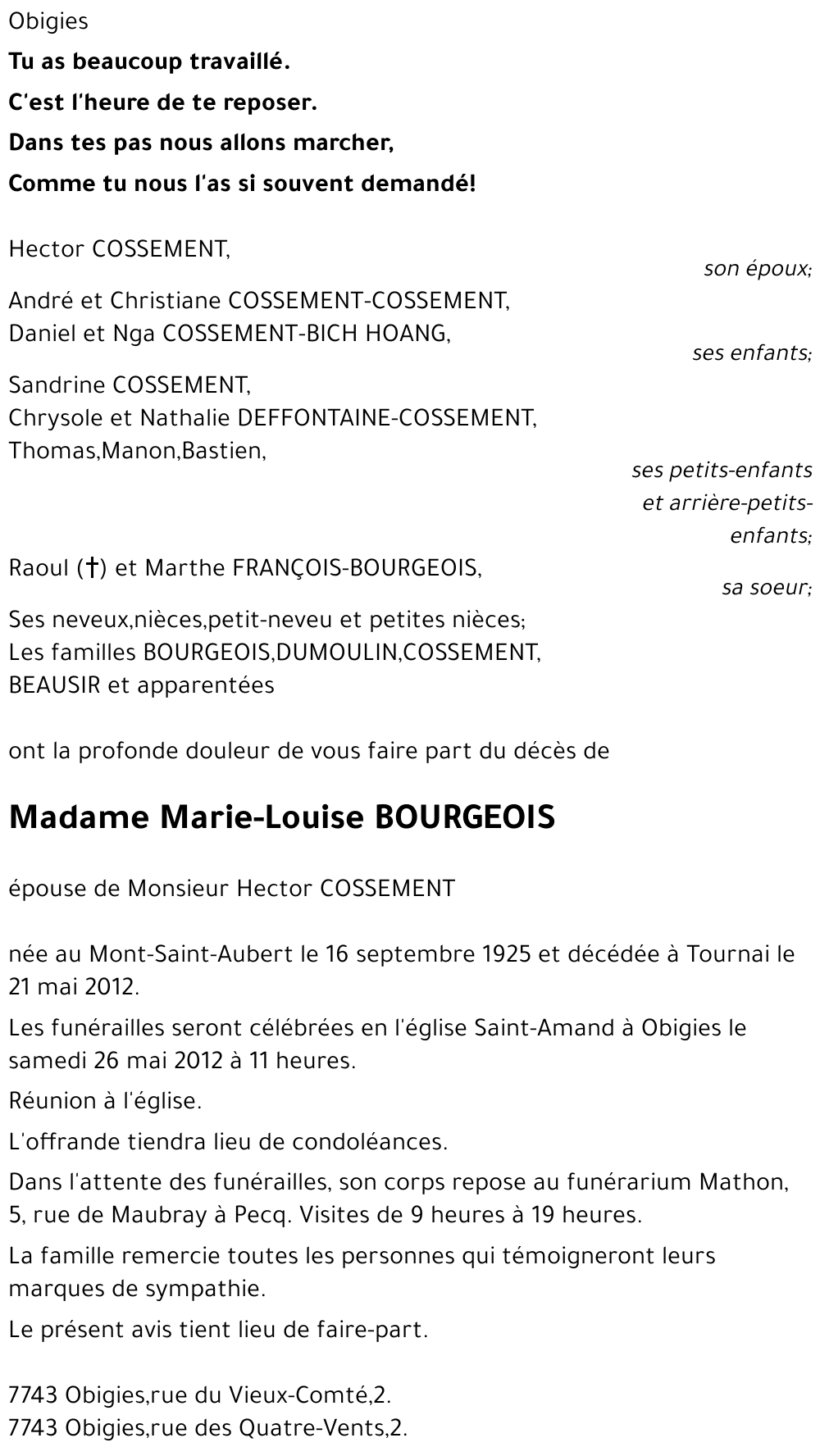 Marie-Louise BOURGEOIS