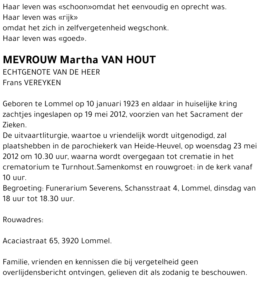 Martha Van Hout