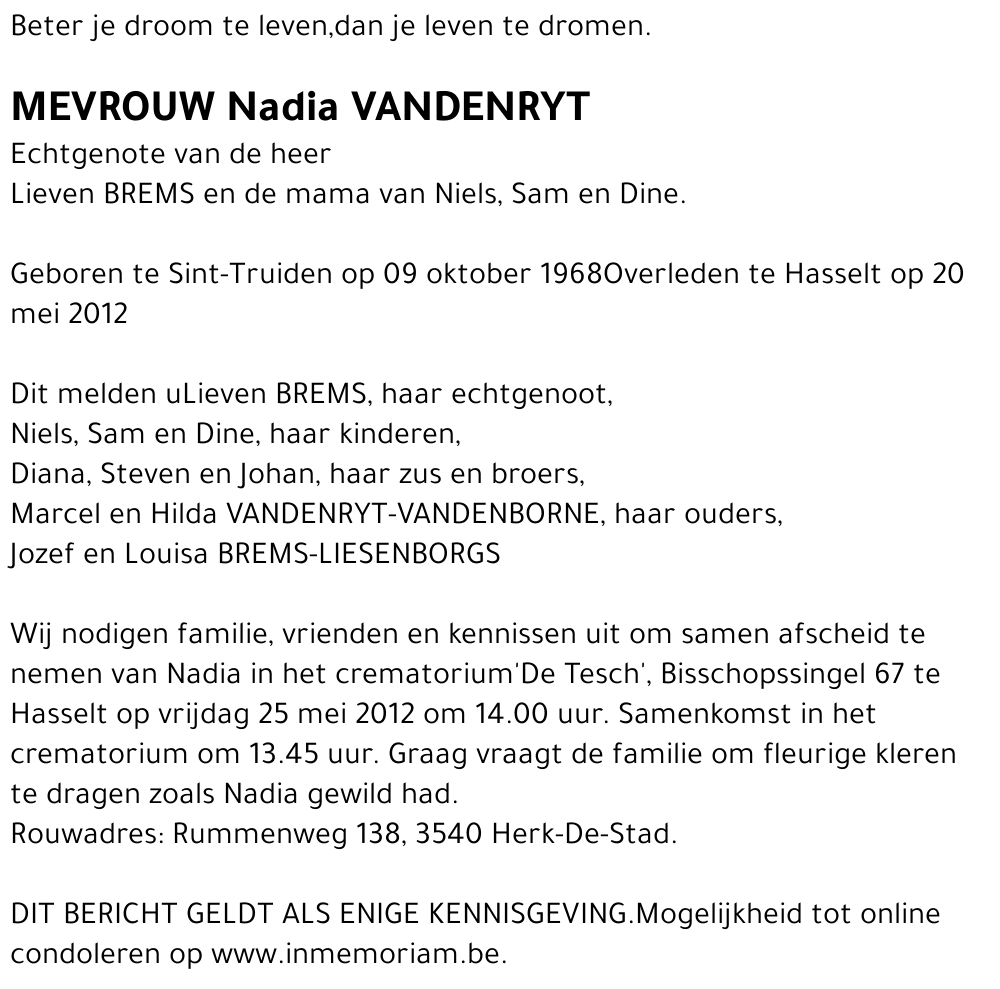 Nadia VANDENRYT