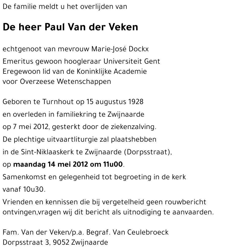 Paul Van der Veken