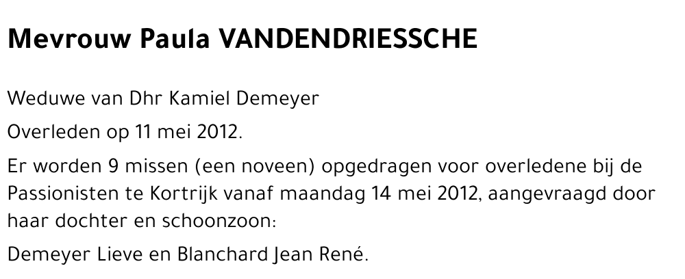 Paula VANDENDRIESSCHE