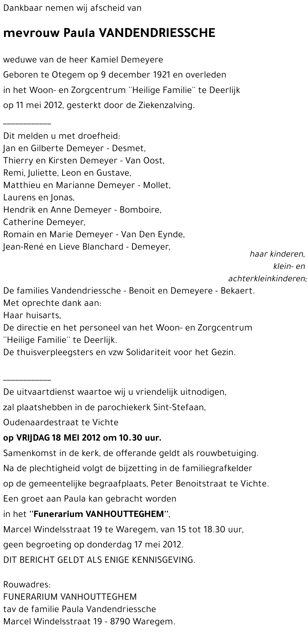 Paula VANDENDRIESSCHE