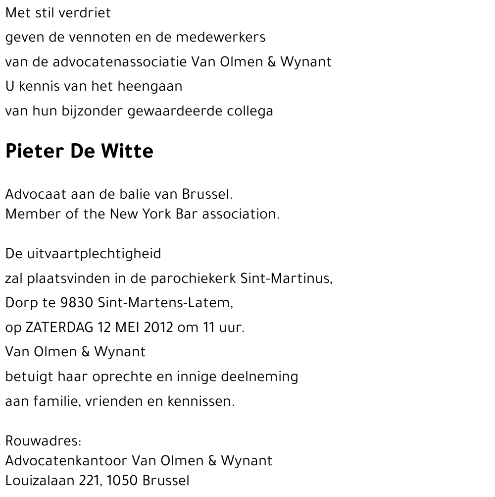 Pieter De Witte