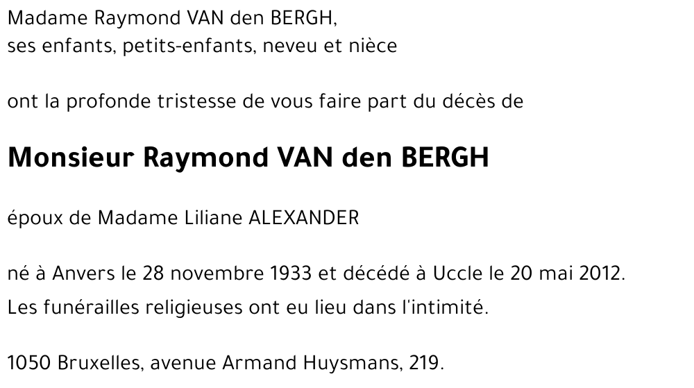 Raymond VAN den BERGH