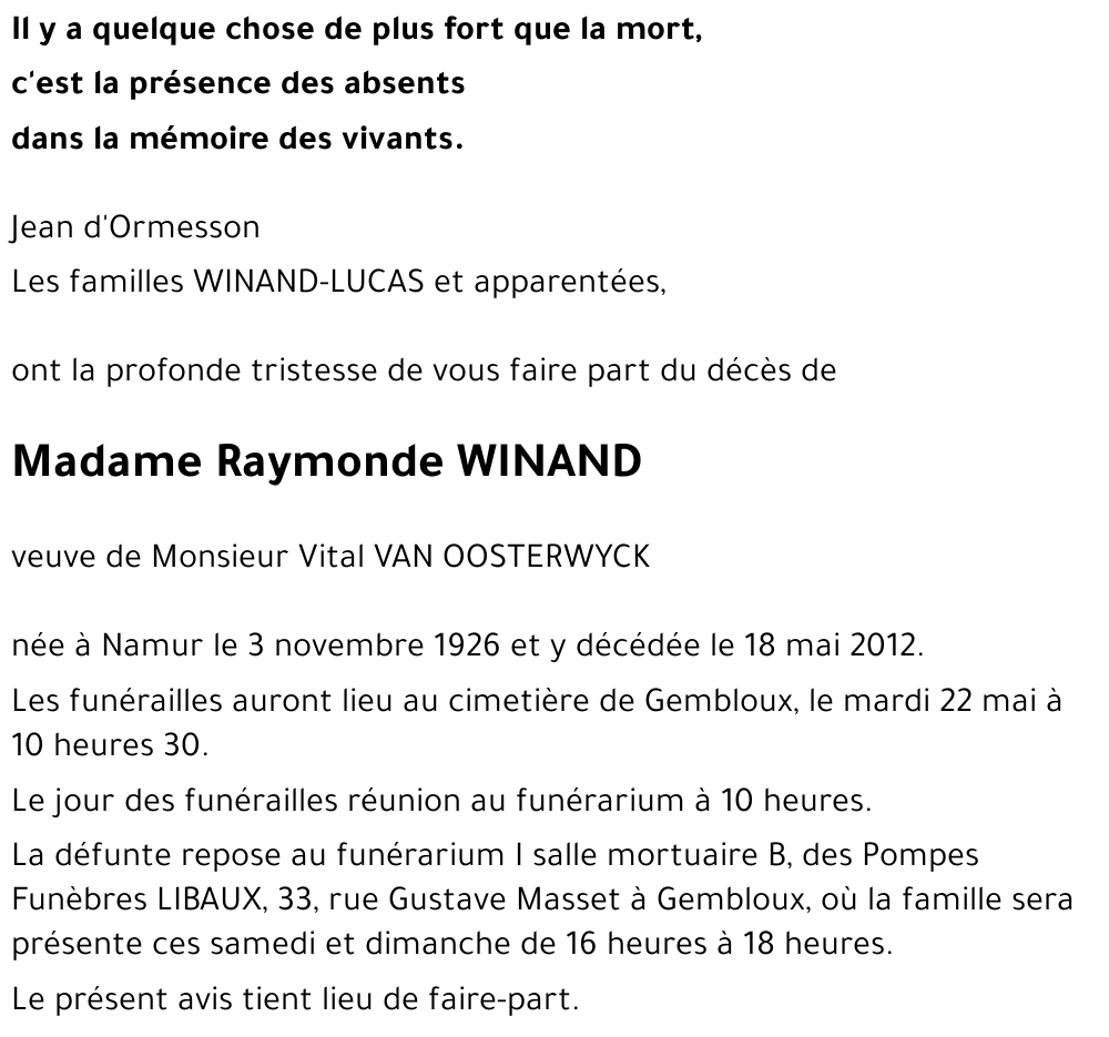 Raymonde WINAND