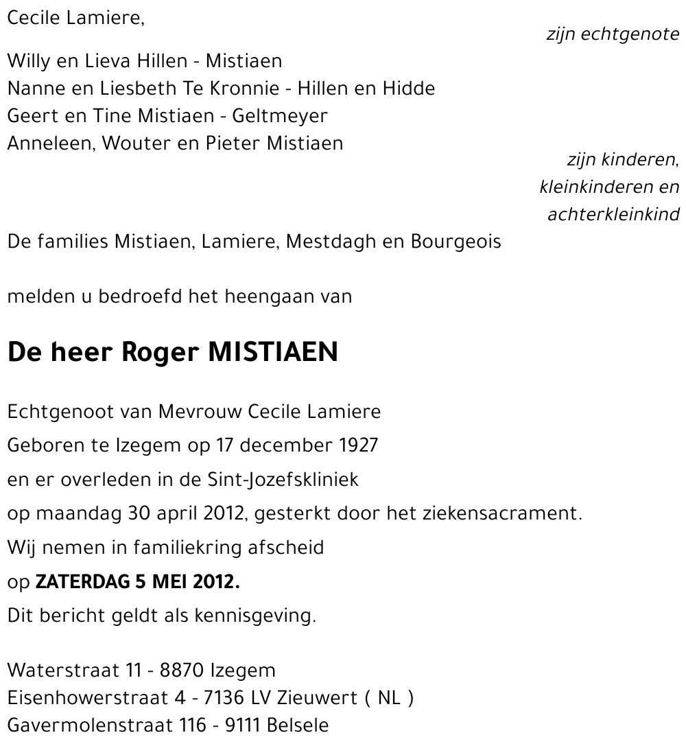 Roger MISTIAEN