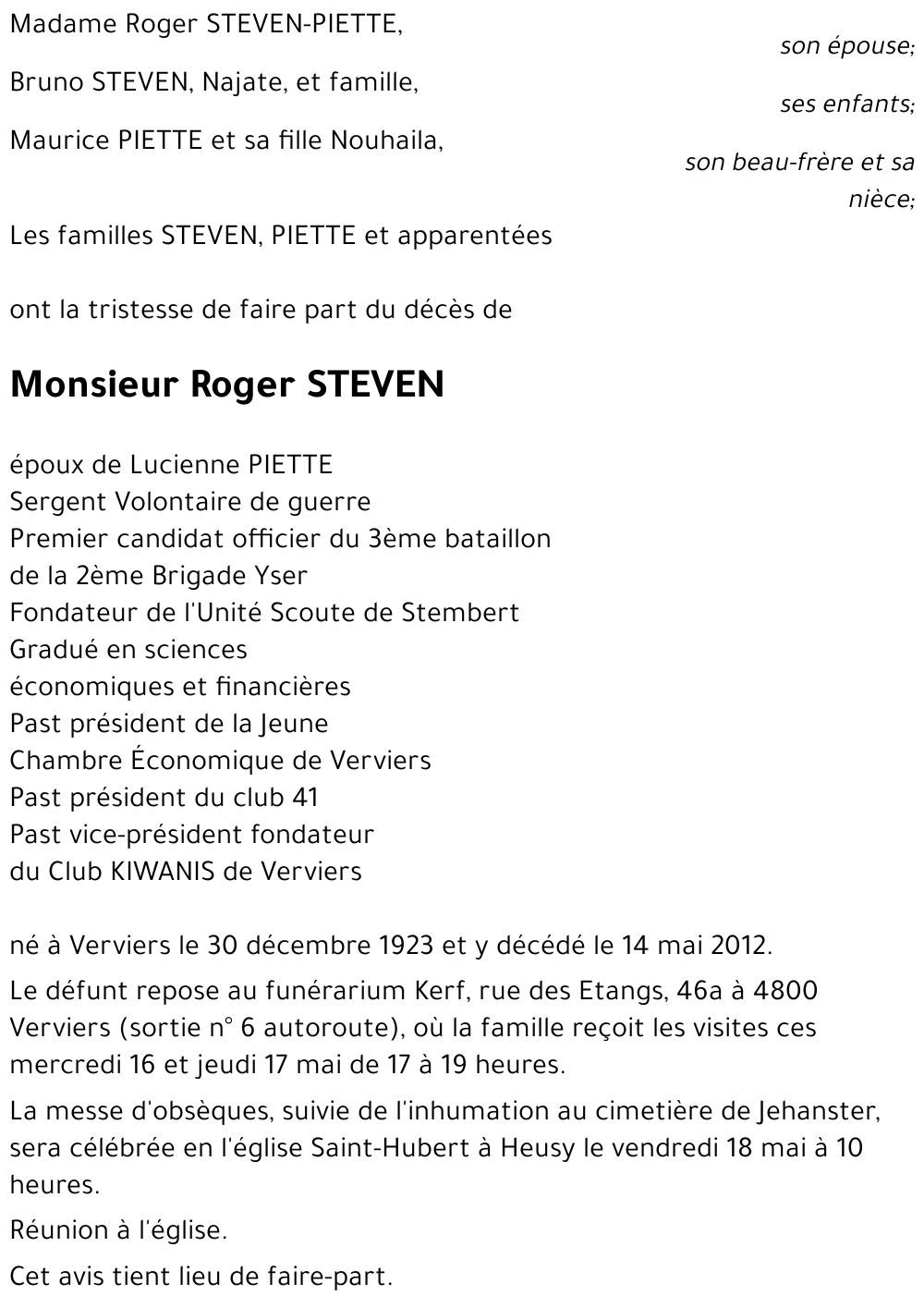 Roger STEVEN