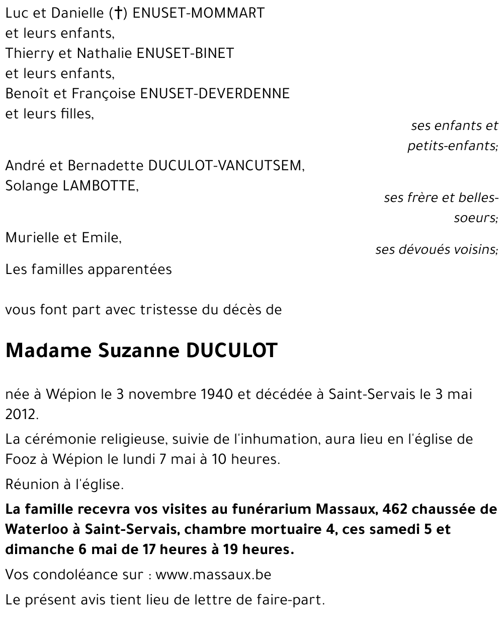 Suzanne DUCULOT