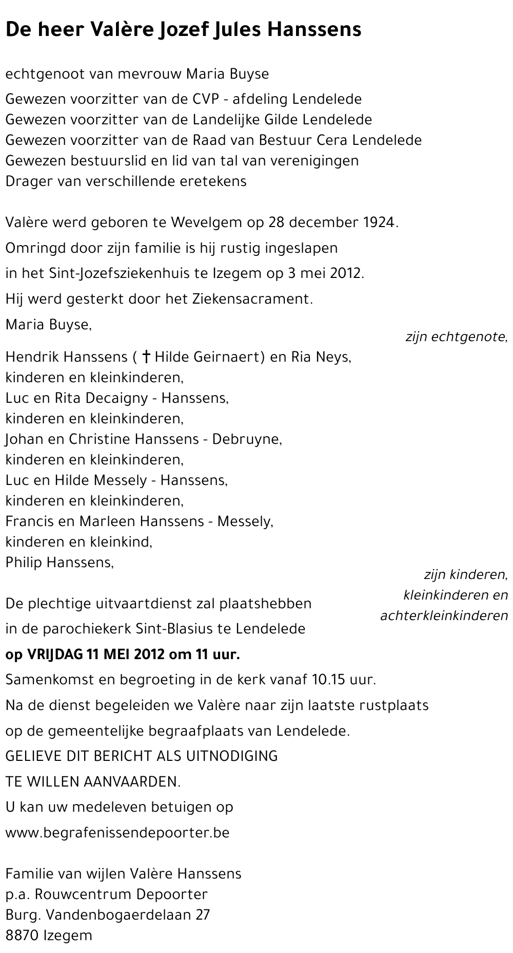 Valère Jozef Jules Hanssens