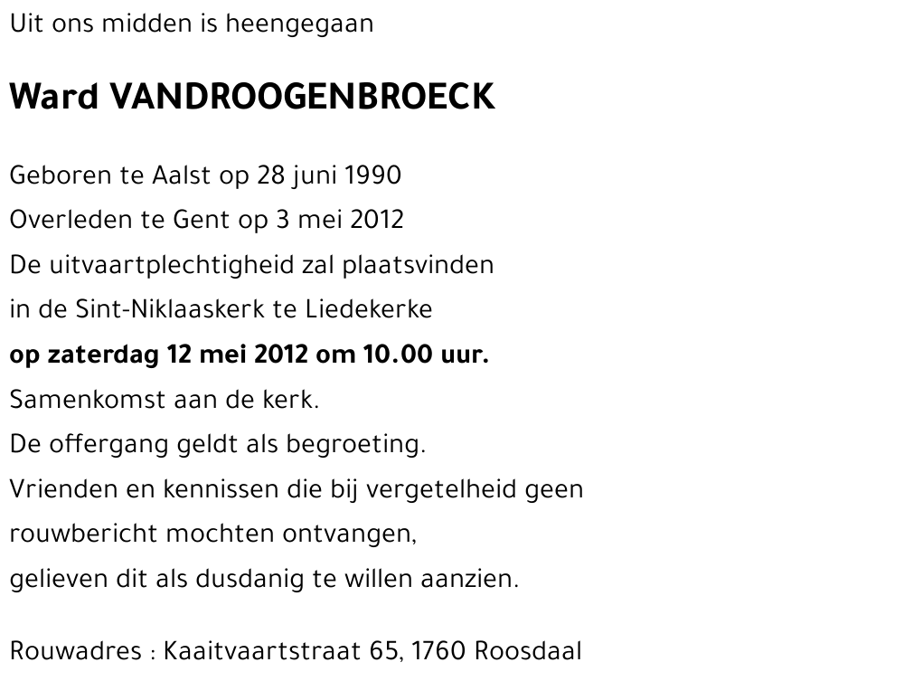 Ward VANDROOGENBROECK