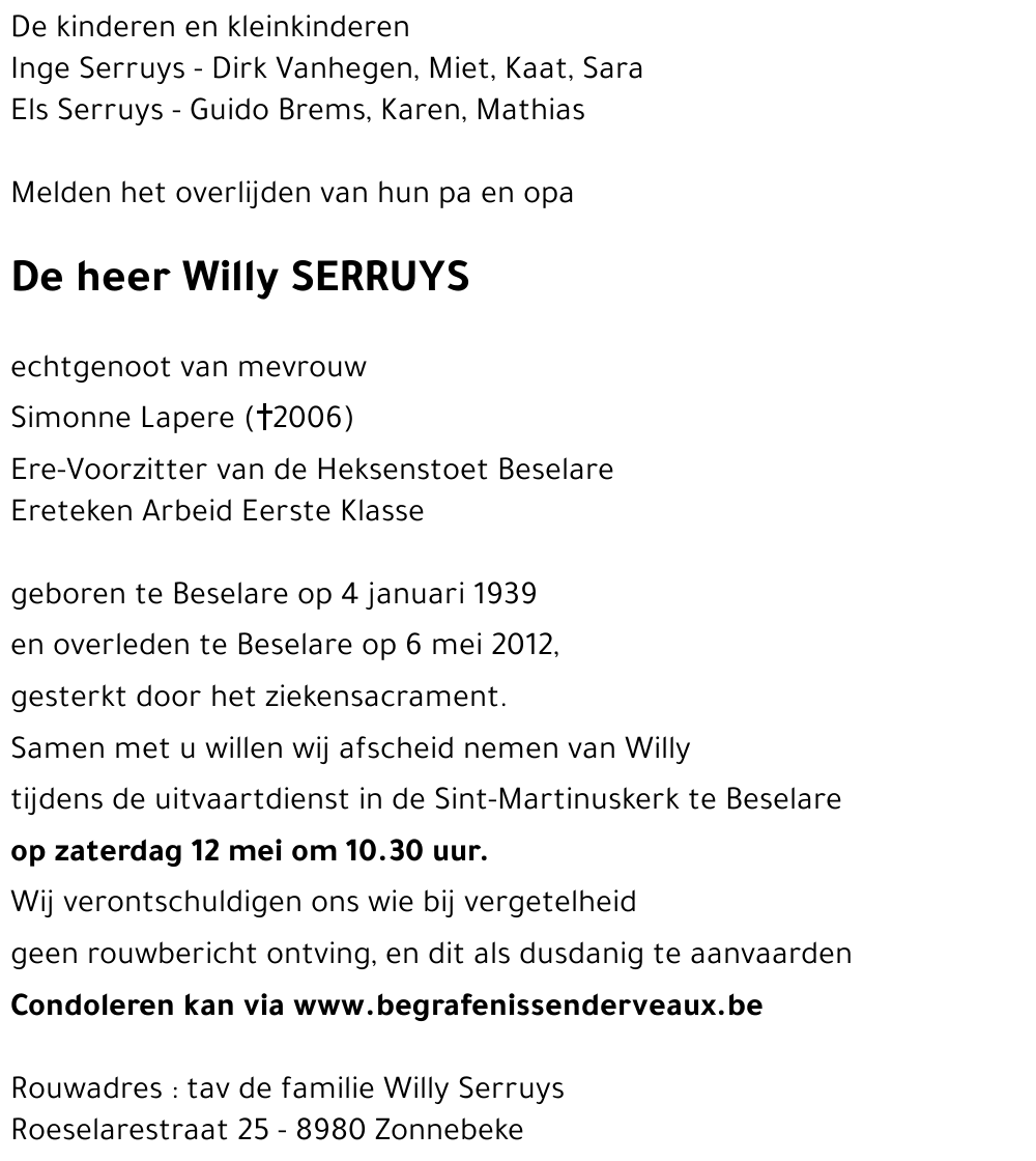 Willy SERRUYS