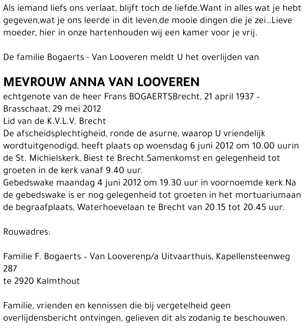 Anna VAN LOOVEREN