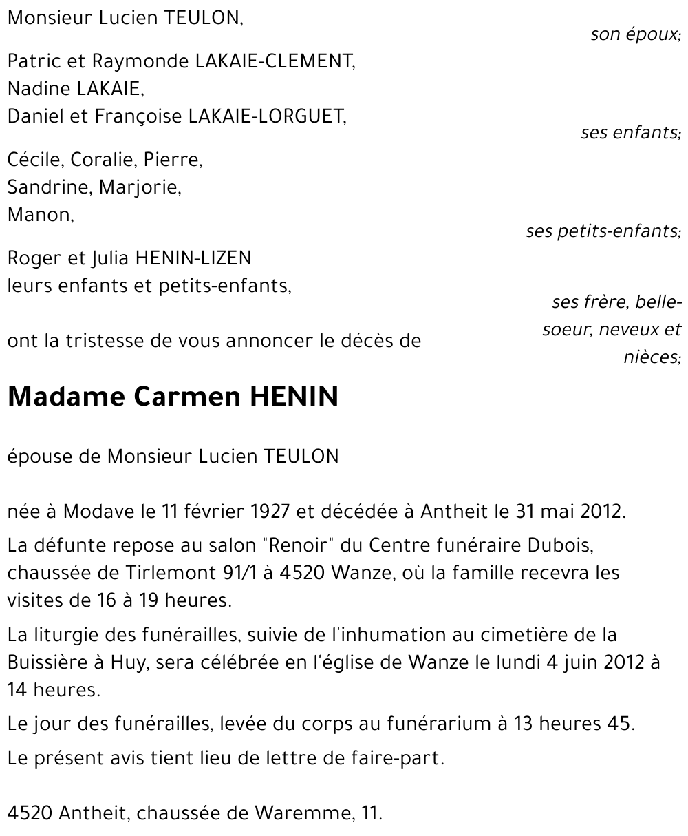 Carmen HENIN