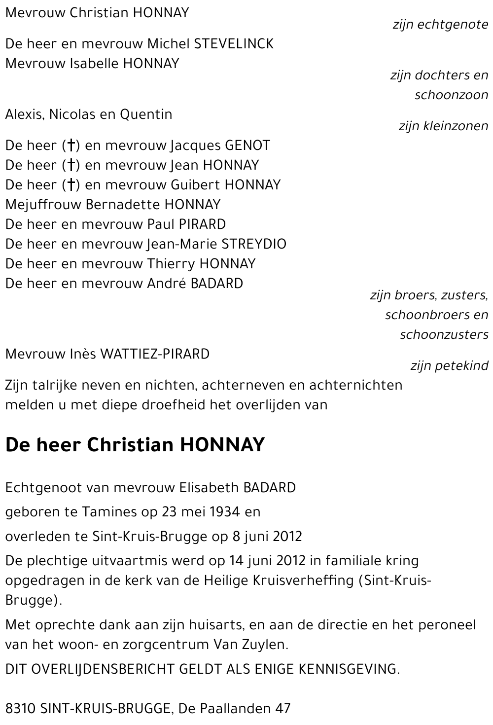 Christian HONNAY