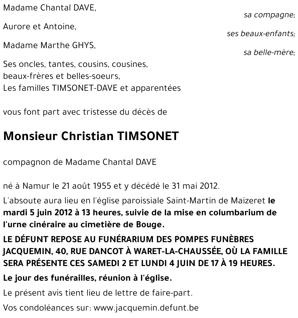 Christian TIMSONET