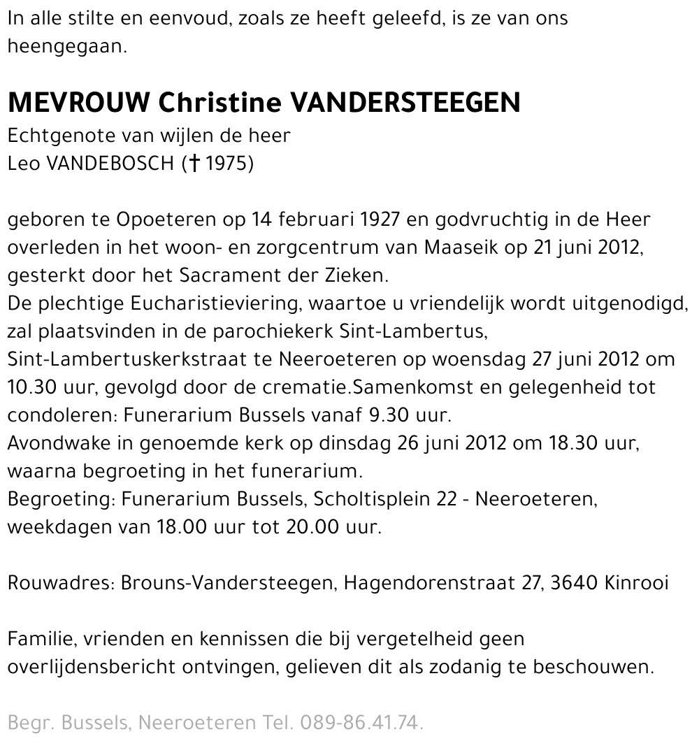 Christine VANDERSTEEGEN