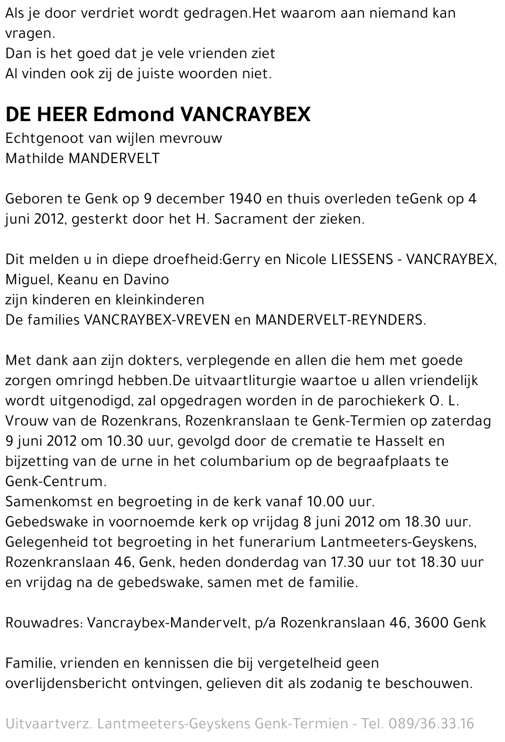 Edmond VANCRAYBEX