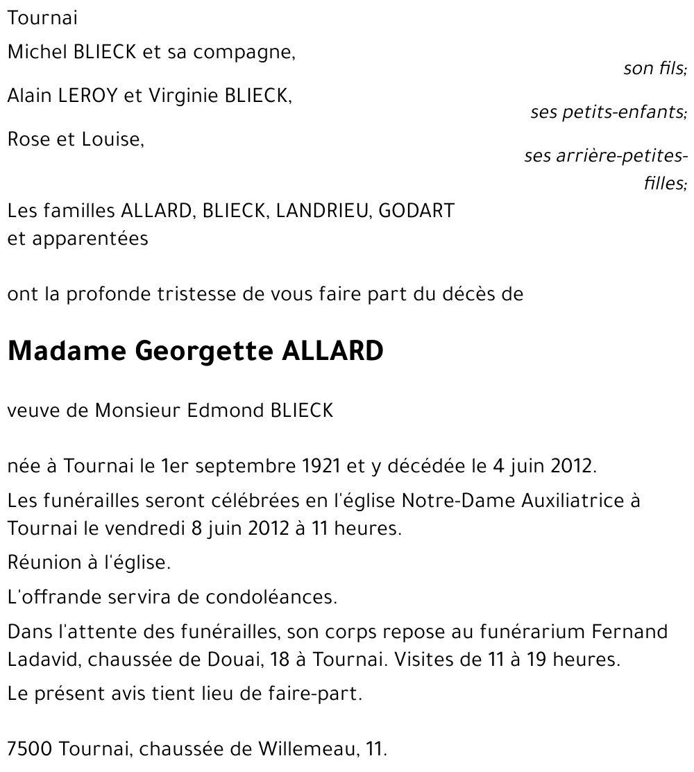 Georgette ALLARD