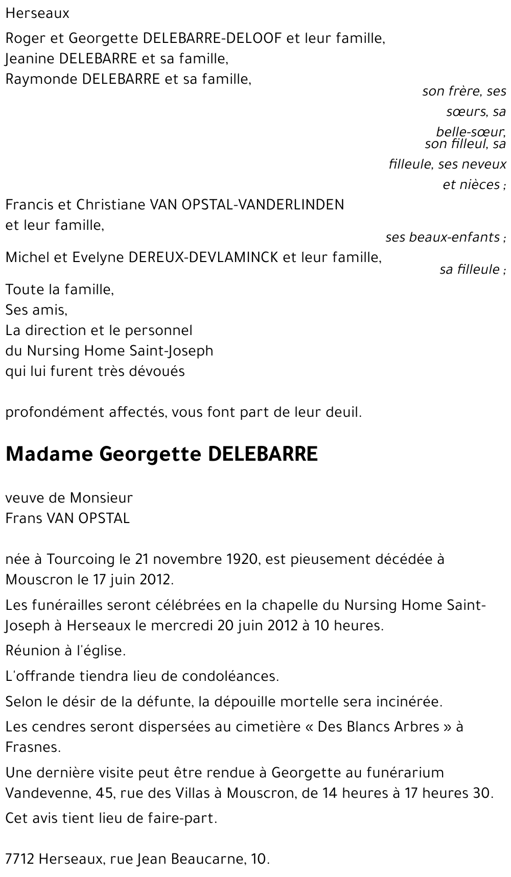 Georgette DELEBARRE