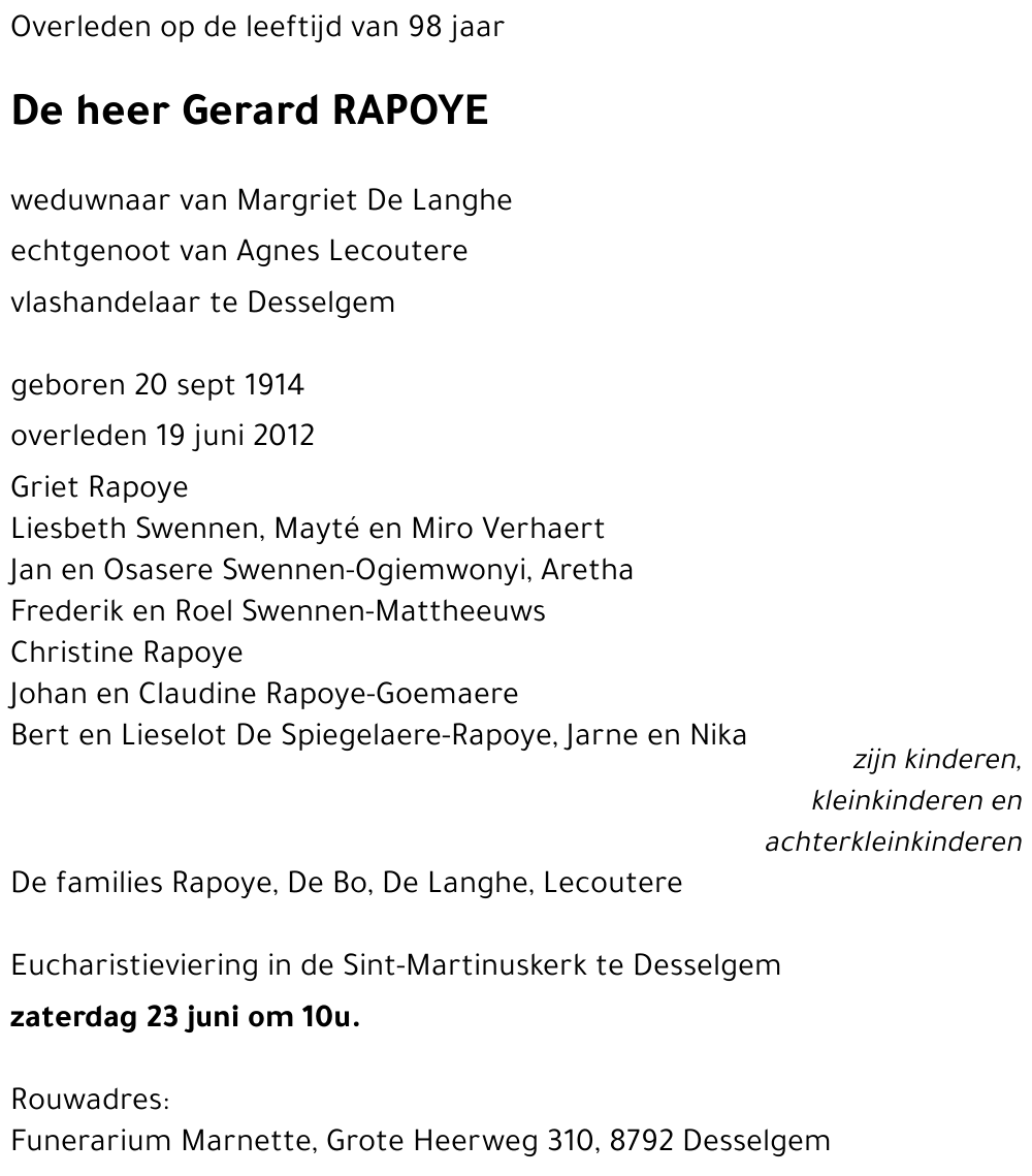Gerard RAPOYE