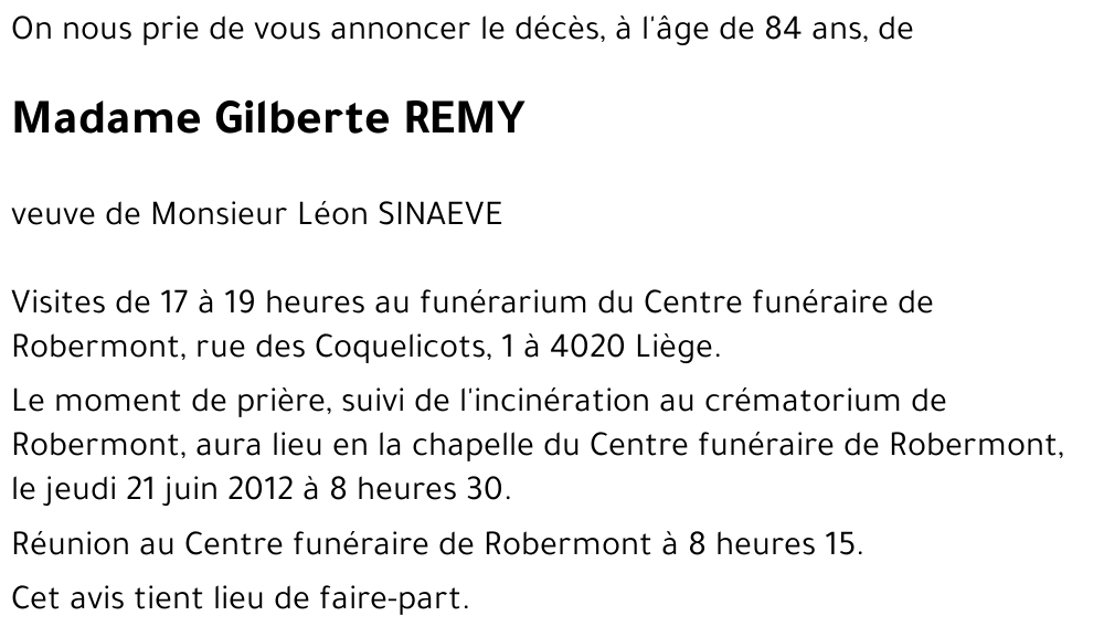 Gilberte REMY