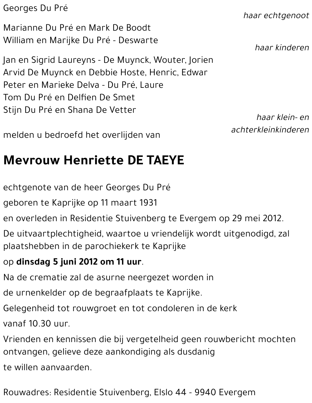 Henriette DE TAEYE