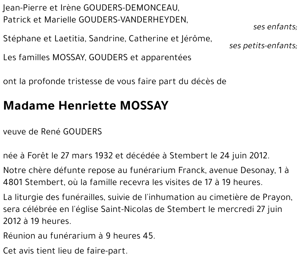 Henriette MOSSAY