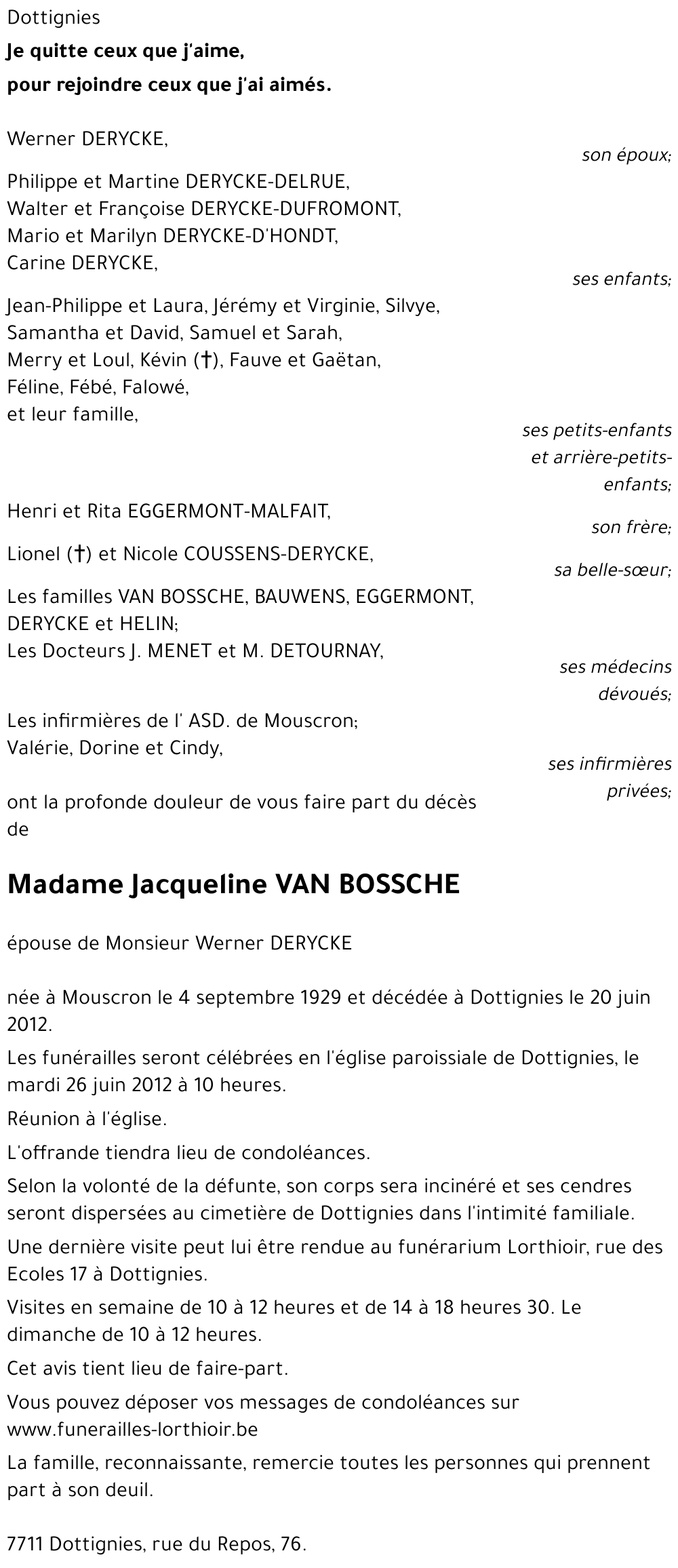 Jacqueline VAN BOSSCHE