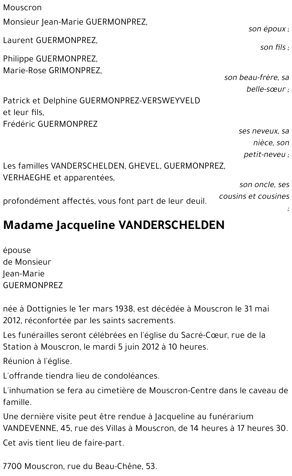 Jacqueline VANDERSCHELDEN