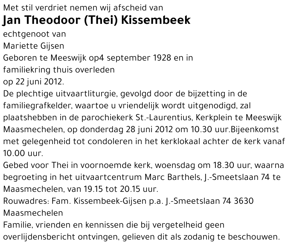 Jan Theodoor (Thei) Kissembeek