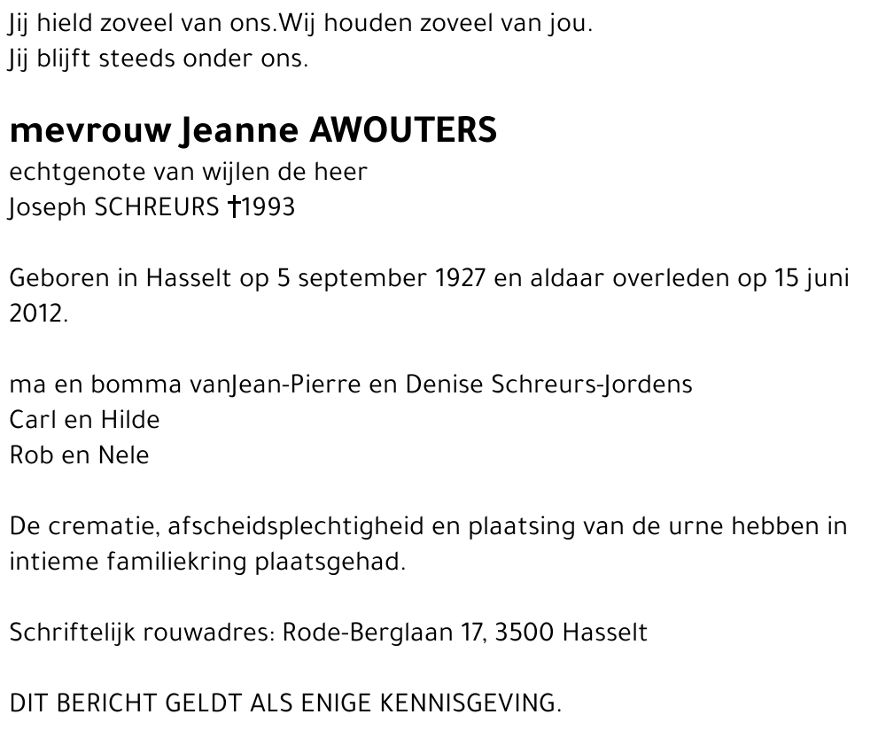 Jeanne Awouters