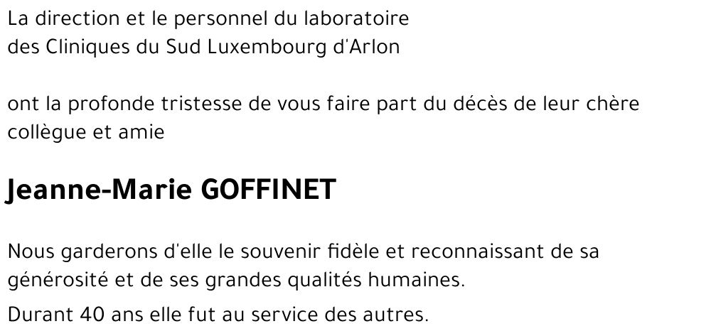 Jeanne-Marie GOFFINET