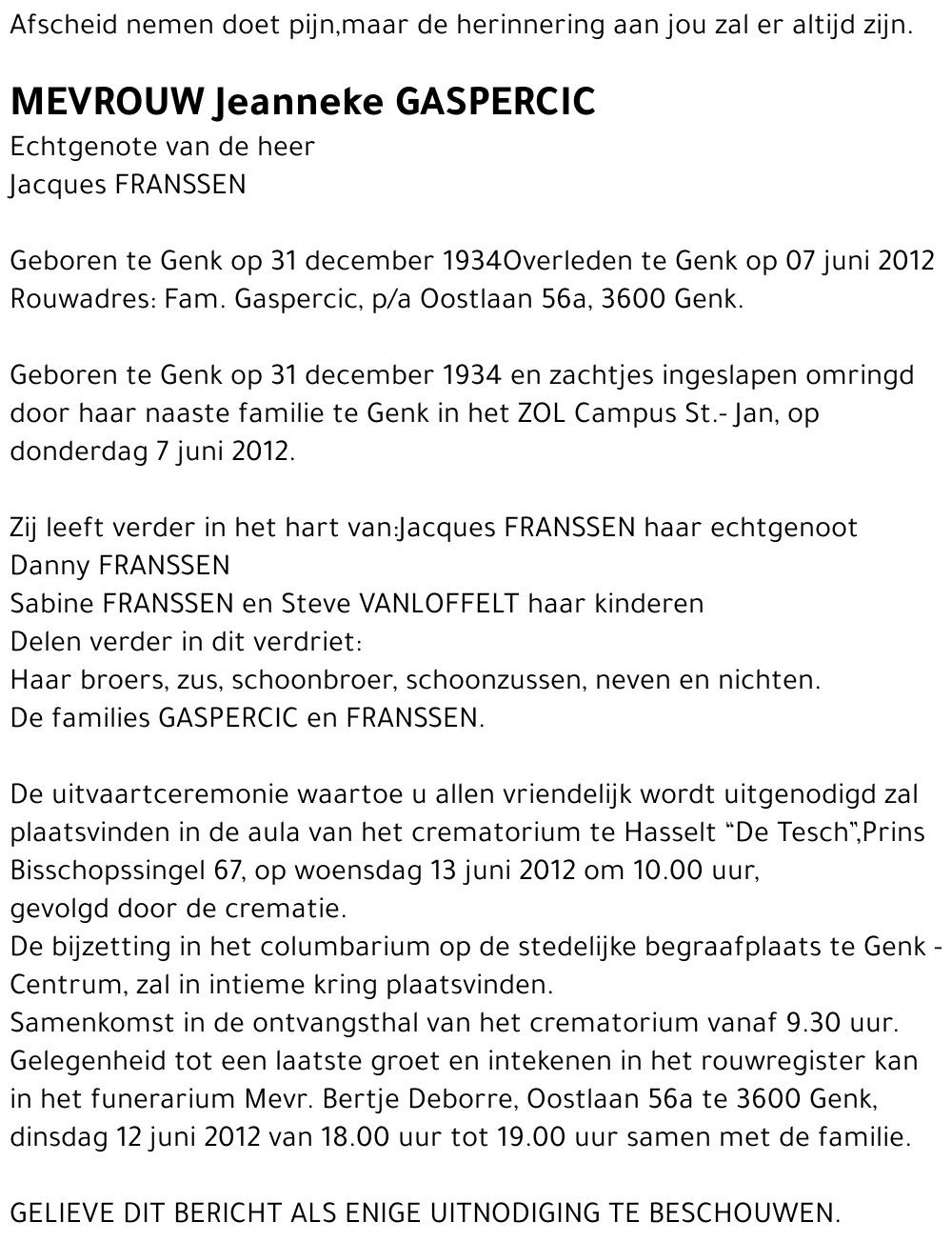 Jeanneke GASPERCIC