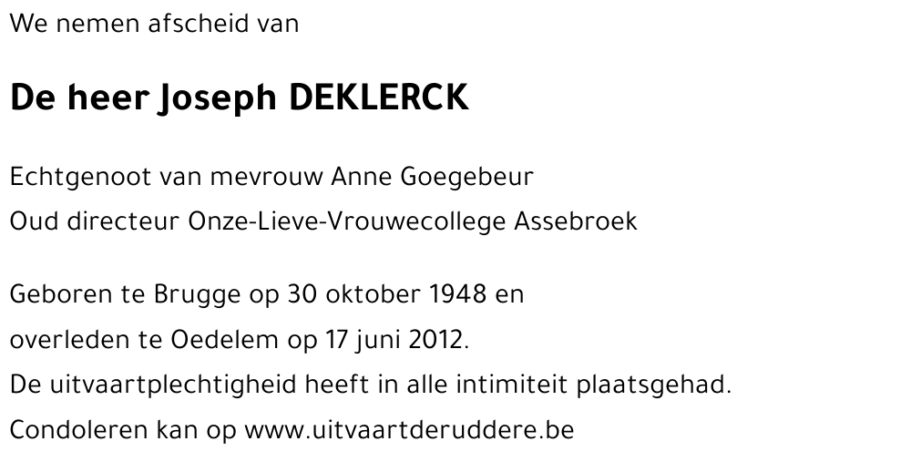 Joseph DEKLERCK