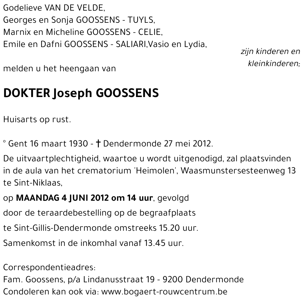 Joseph GOOSSENS