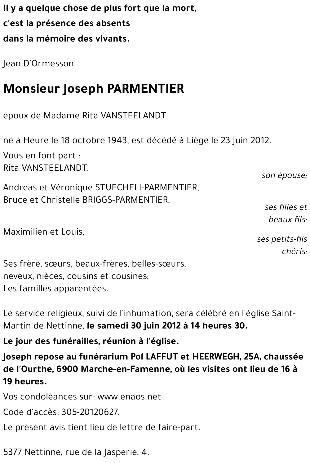 Joseph PARMENTIER