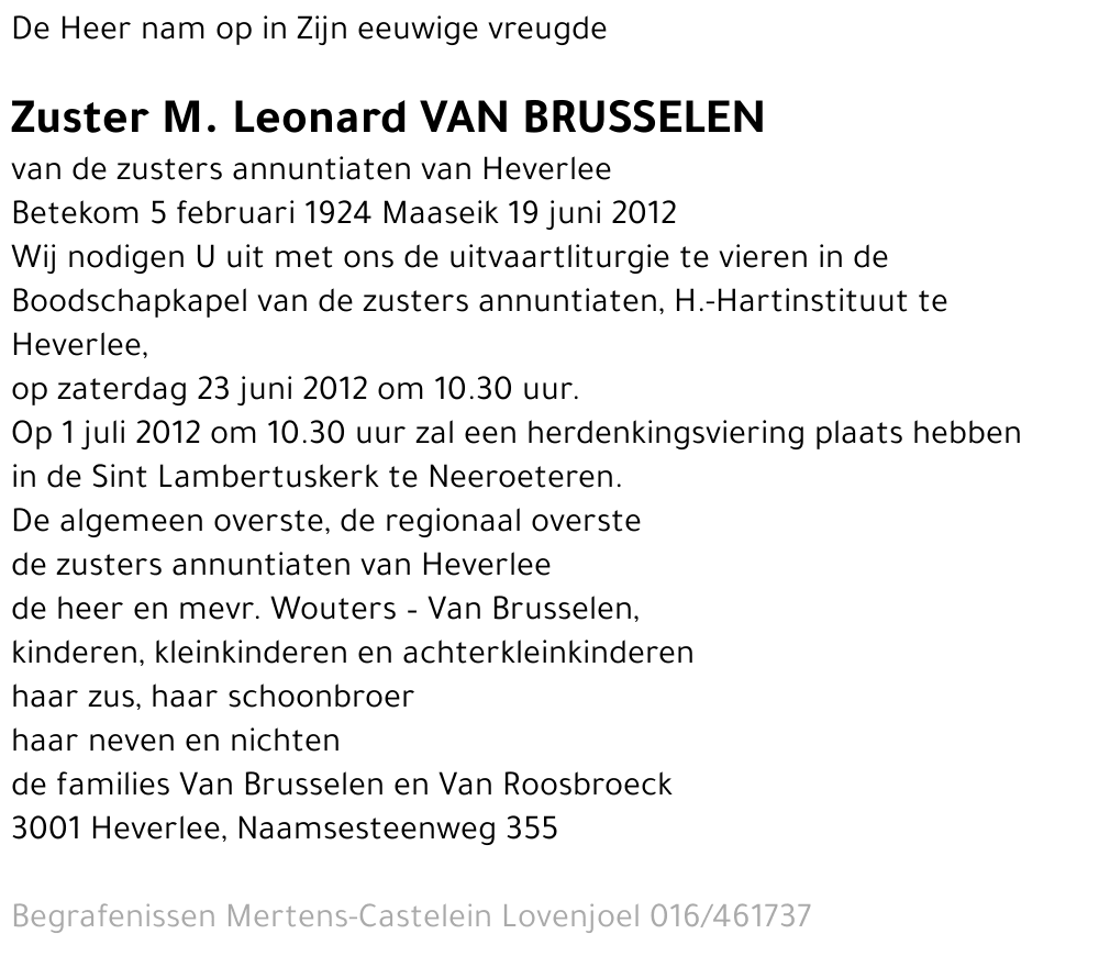 M. Leonard Van Brusselen