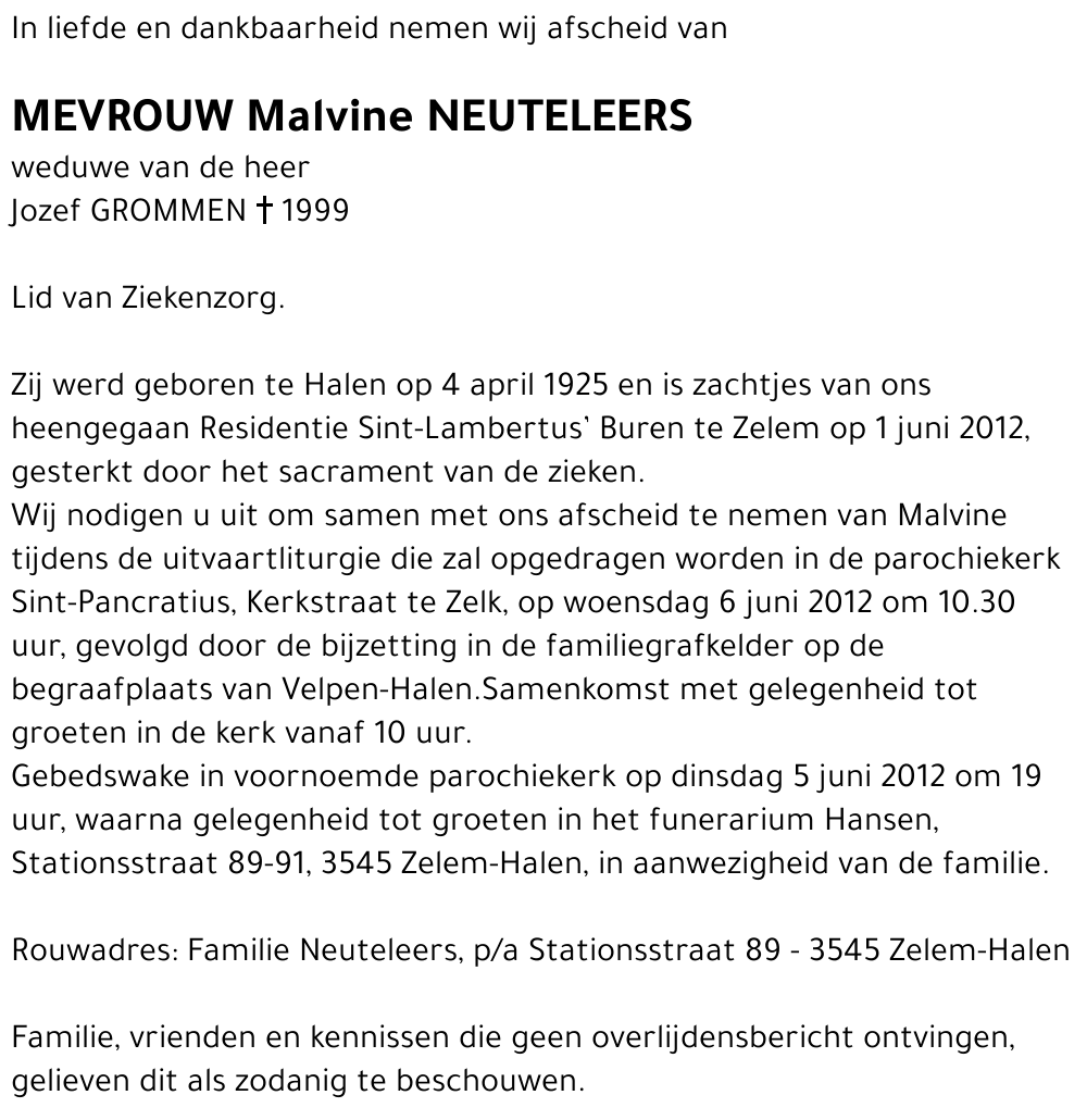 Malvine NEUTELEERS