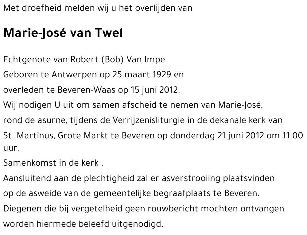 Marie-José VAN TWEL