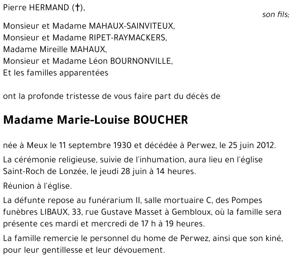 Marie-Louise BOUCHER