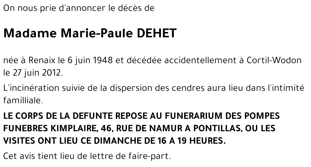 Marie-Paule DEHET