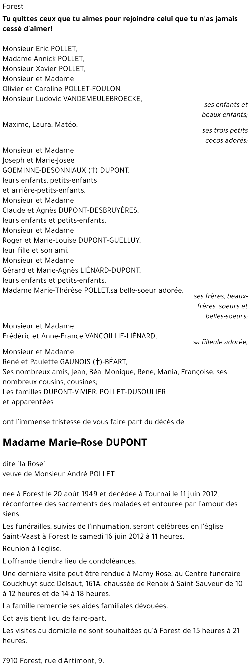 Marie-Rose DUPONT