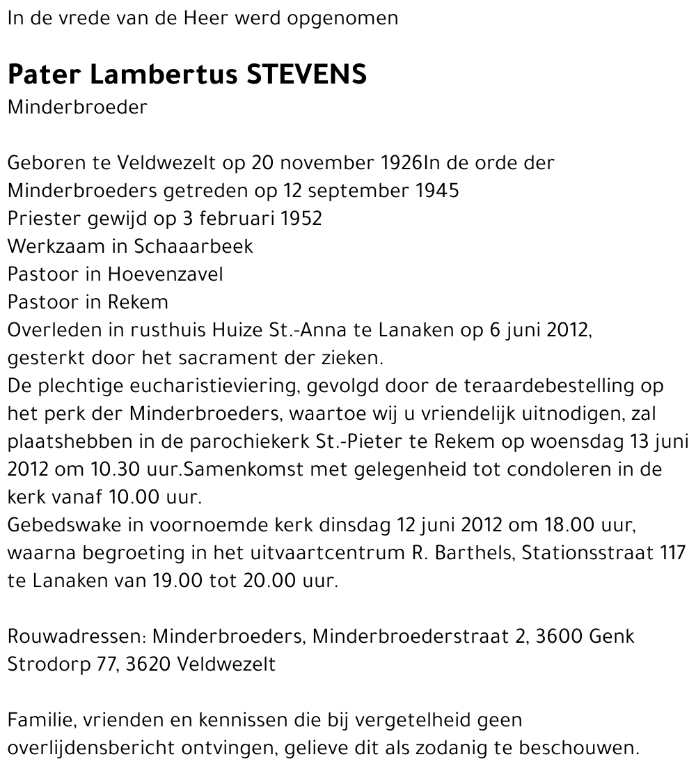 Pater Lambertus Stevens