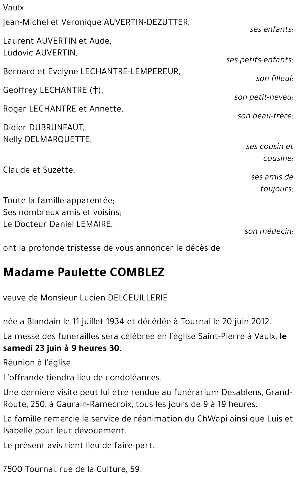 Paulette COMBLEZ