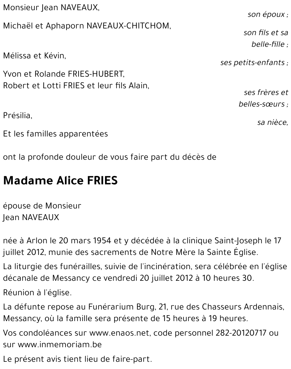 Alice FRIES