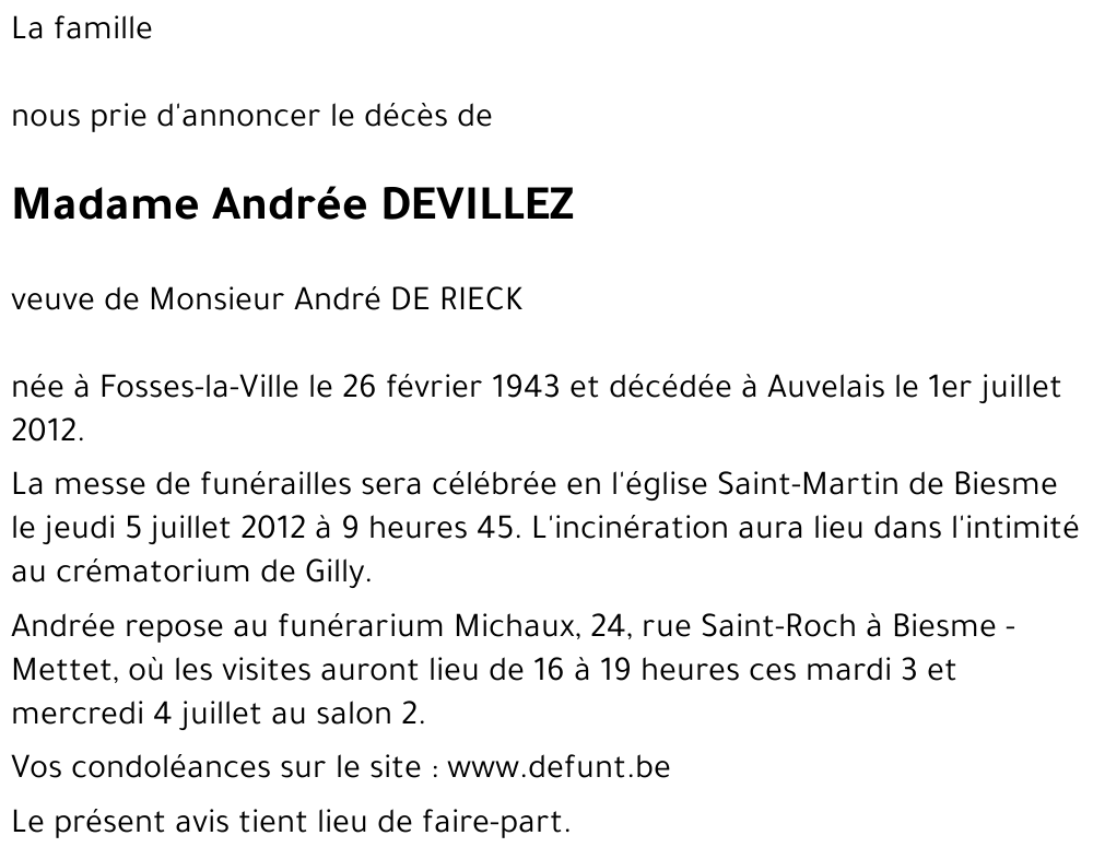 Andrée DEVILLEZ