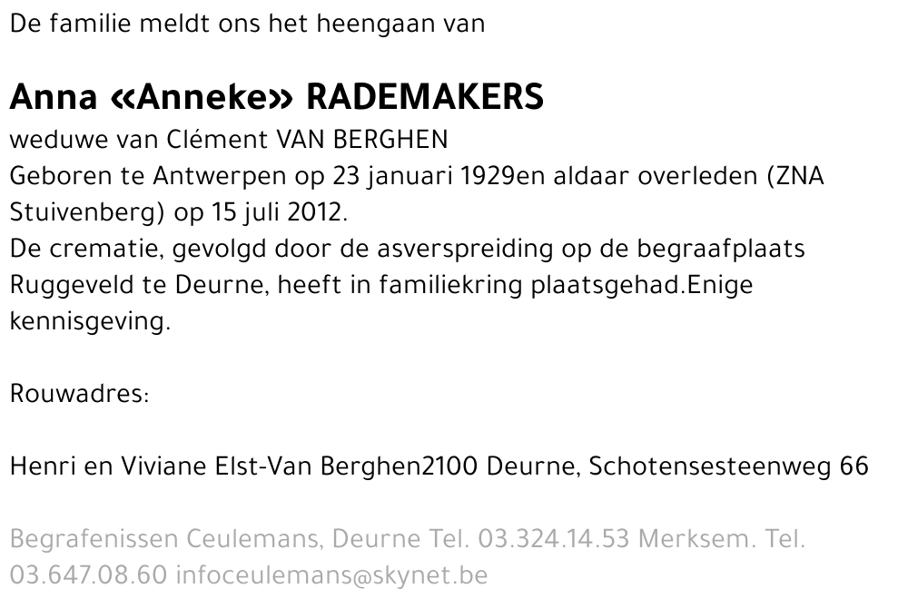 Anna «Anneke» Rademakers