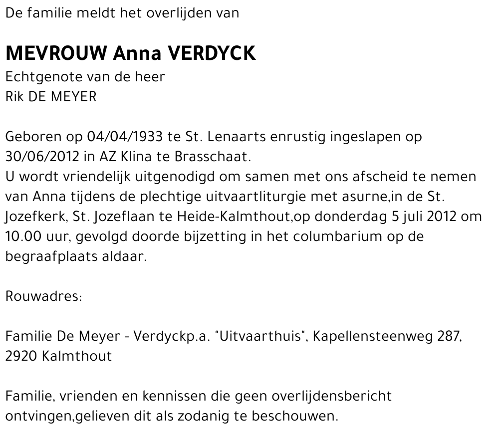 Anna VERDYCK